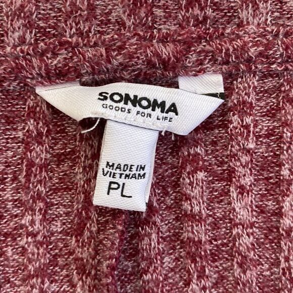 Sonoma Ribbed Light Oversized Sweater Heathered Wine Large Petite - Picture 2 of 9
